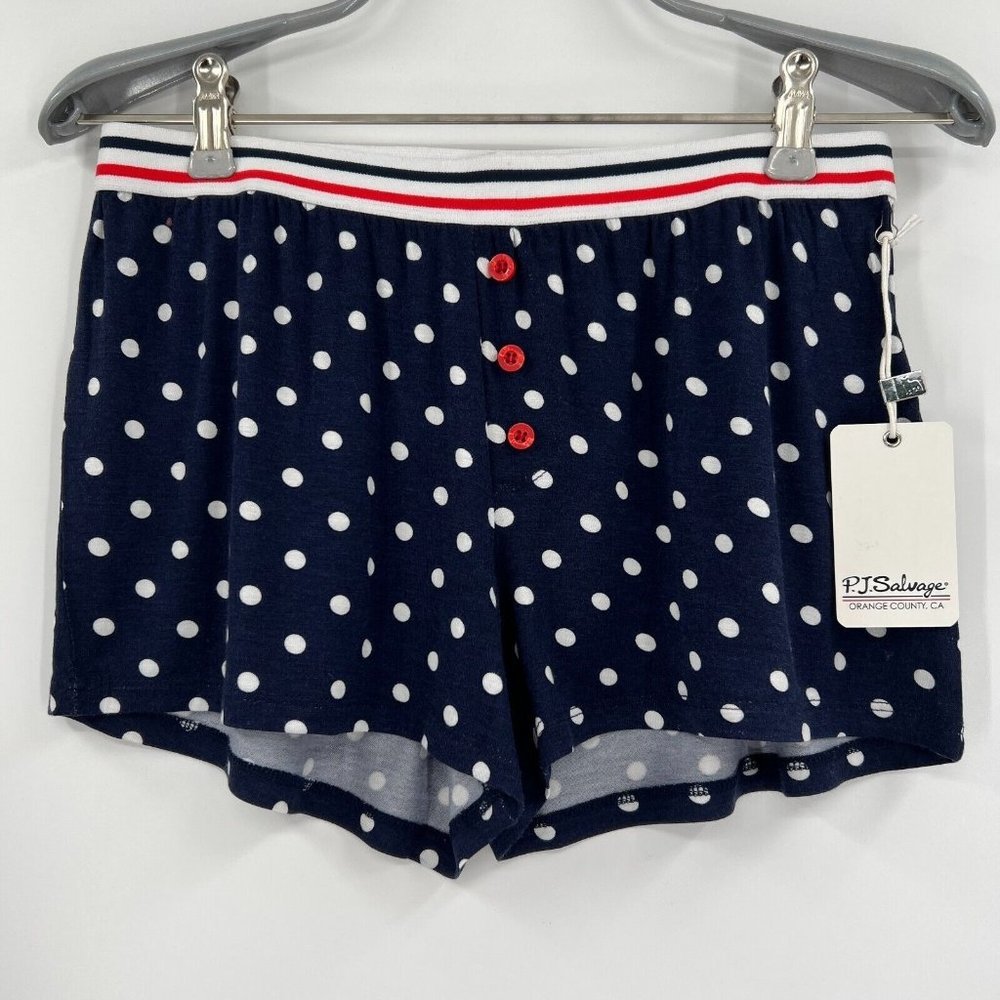 PJ Salvage Polka Dot Sleep Pajama Shorts sz XS Navy Blue/White RSSDS NWT Modal